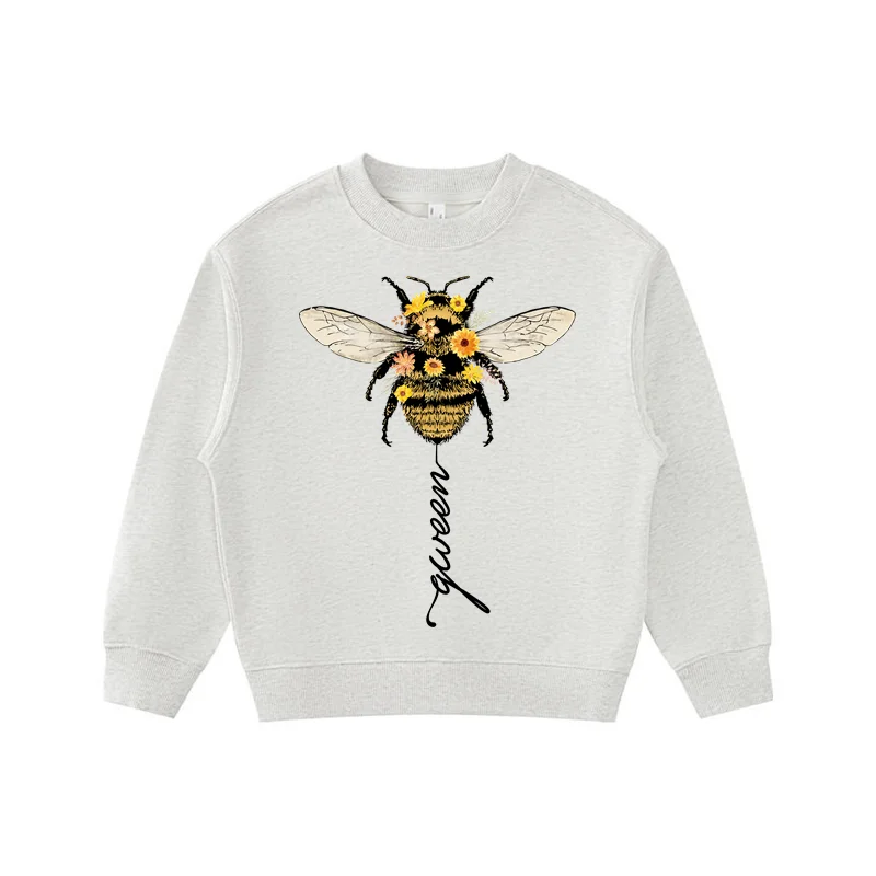 330g High Quality Children Long Sleeve Sweatshirt Kids Trend Bee Pattern O-Neck Hoodies Clothes Pullover For Boys Girls