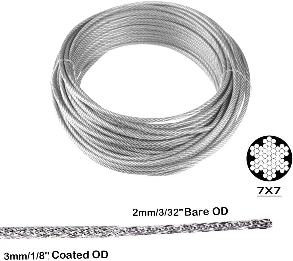 Turnbuckle Tensioner 1/16 Wire Rope Kit 200ft Stainless Steel Coated Cable M5 Turnbuckles Cable Railing Accessories Kit