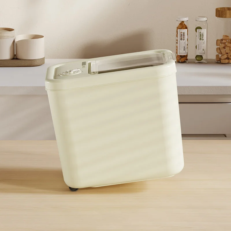 Kitchen Cabinet Rice 15 KG PP Bucket Storage Organizer Box with Wheel
