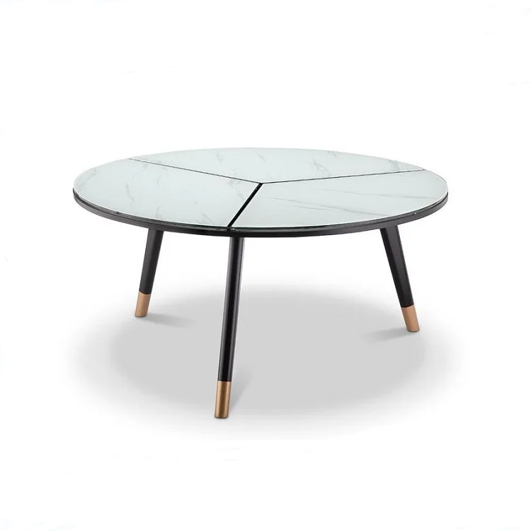 Rotating Contemporary Metal Base Light Clear Glass Rotatable Convertible Extendable Center Coffee Table