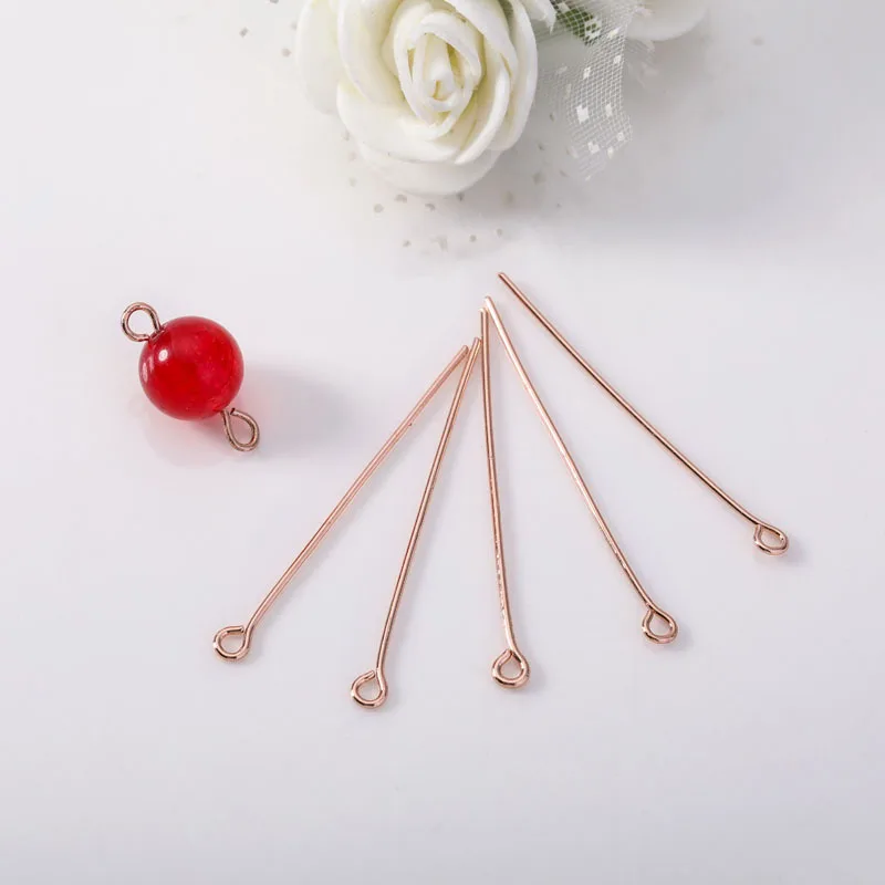 DIY handmade jewelry material findings Round-headed pin nine-figure T pin assembly Copper beaded bracelet earrings accessories