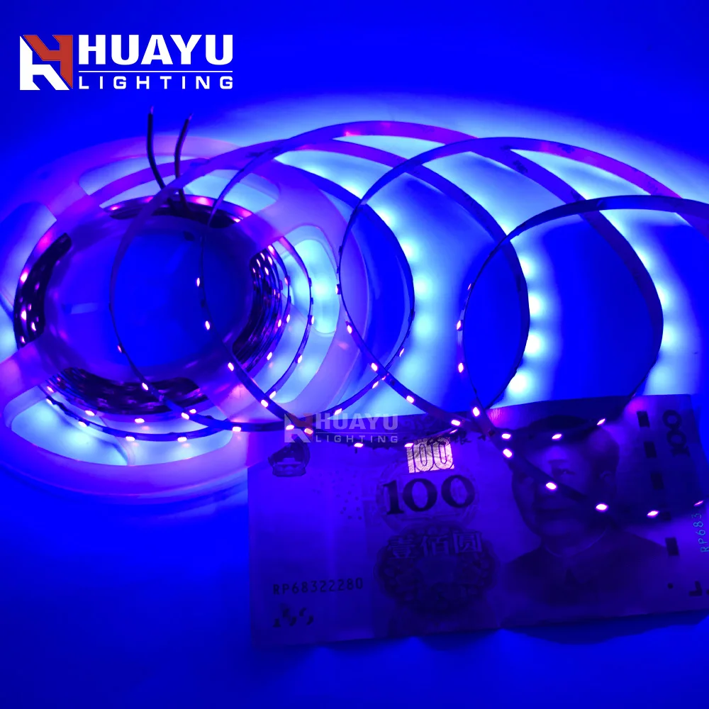 12V DC UV 365 nm 395 nm flexible LED Strip tape light Ultraviolet 300pcs/roll 2835 led light bar