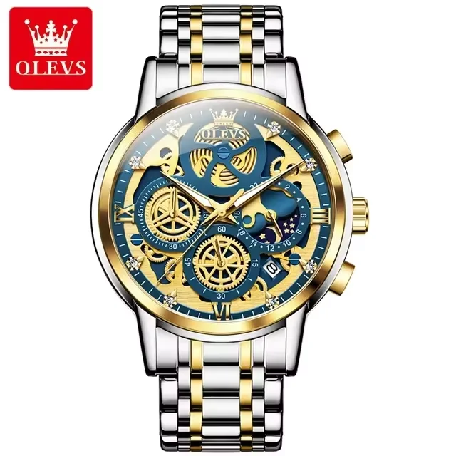 OLEVS 9947 stainless steel luxury waterproof Tourbillon quartz brand hand wristwatches oem custom logo wrist mens wrist watch