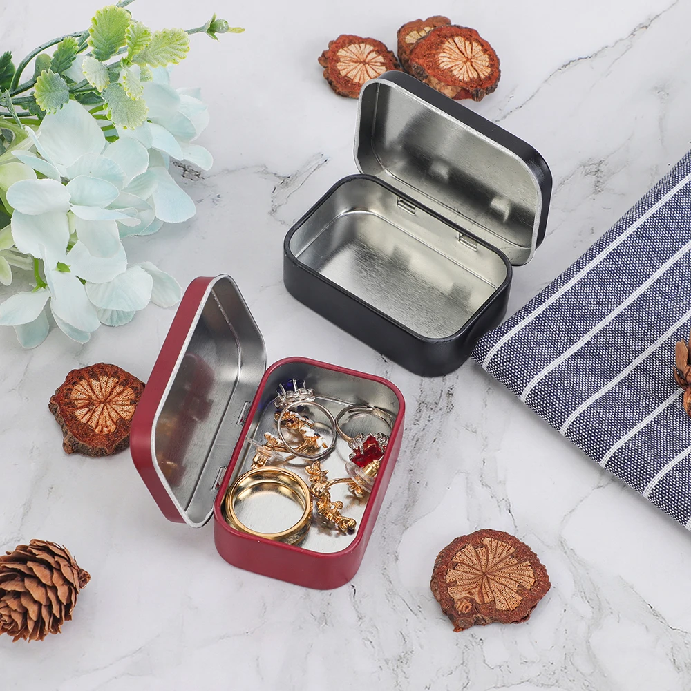 Metal rectangular hinged tin boxes