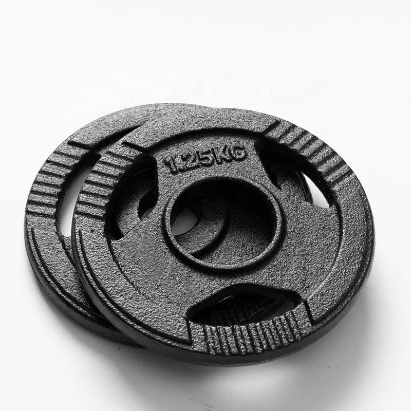 Gym Metal Weight Plate Commercial Use High Quality Weight Lifting Fitness 3-Grip Cast Iron Weight Plates