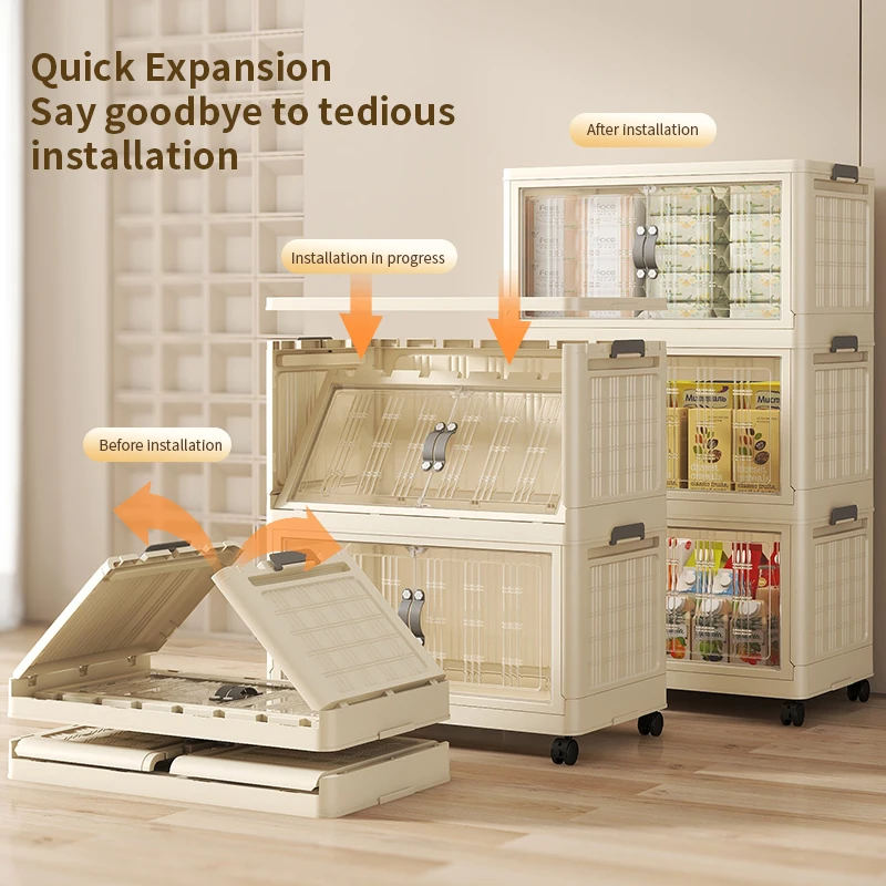 Factory supply large capacity folding storage box multilayer modern design stackable dust proof plastic storage cabinet