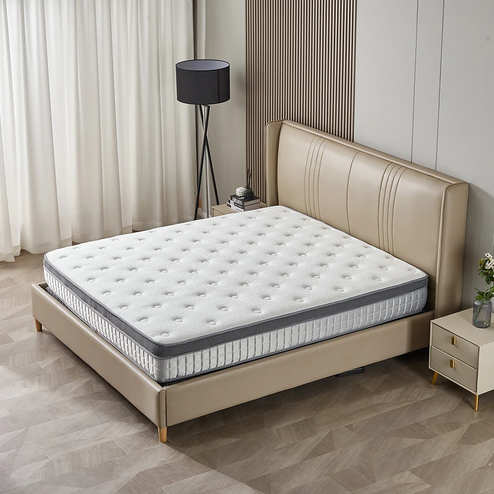 KMT073 Luxurious Icy Fabric Gel Breathable Bamboo Memory Foam Hybrid Pocket Spring Mattress