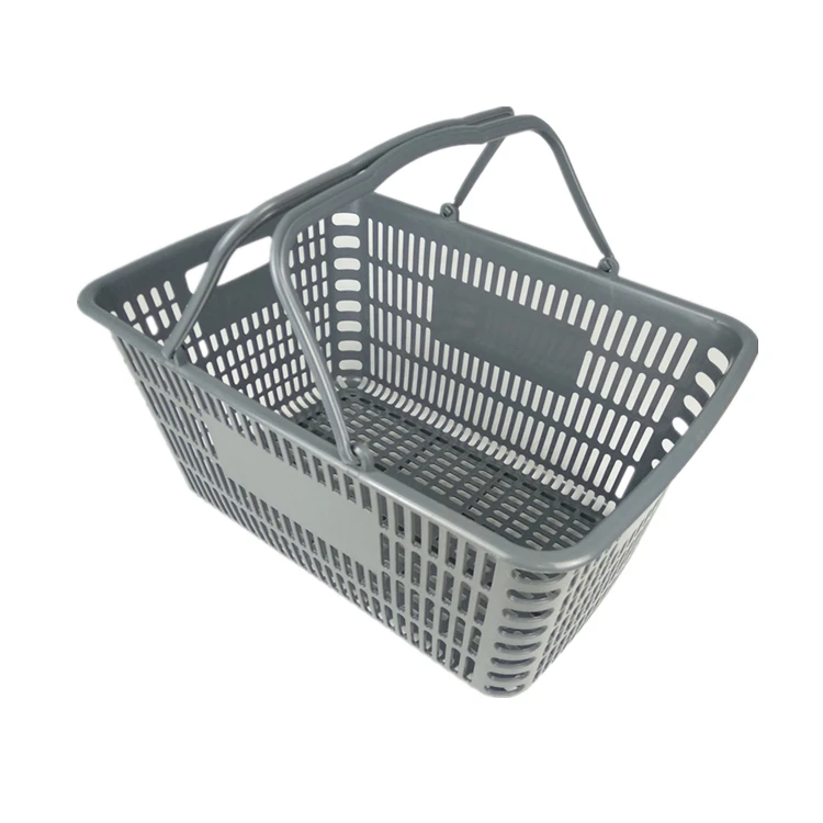 RH-BPH28-13   495*340*255mm  double plastic handle 28L plastic shopping baskets
