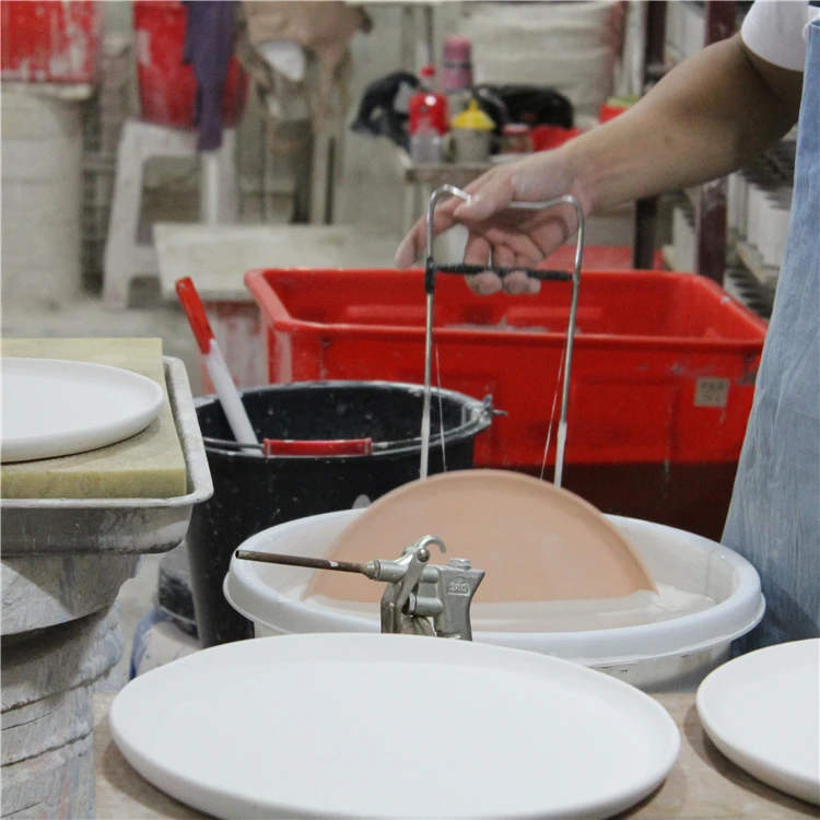 Custom logo restaurant appetizer serving ceramic cheap plates dishes with bamboo base