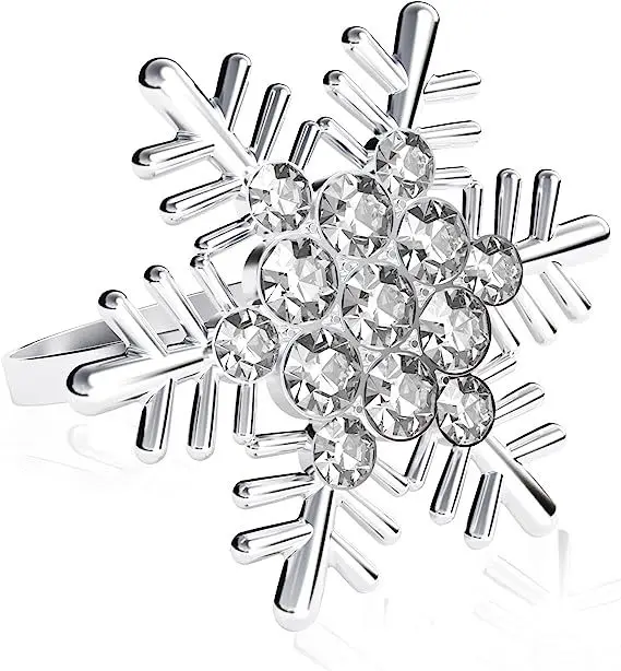 Classic Metal Snowflake Napkin Rings Kitchen Tabletop Christmas Decoration Accessories Stocked Party Table Napkins Decor Ring