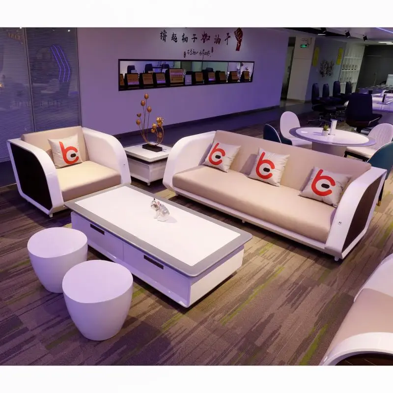 Modern White Commercial Office Couch Leather Lounge Lobby Furniture Reception Waiting 3 1 1 Executive Sofa Set