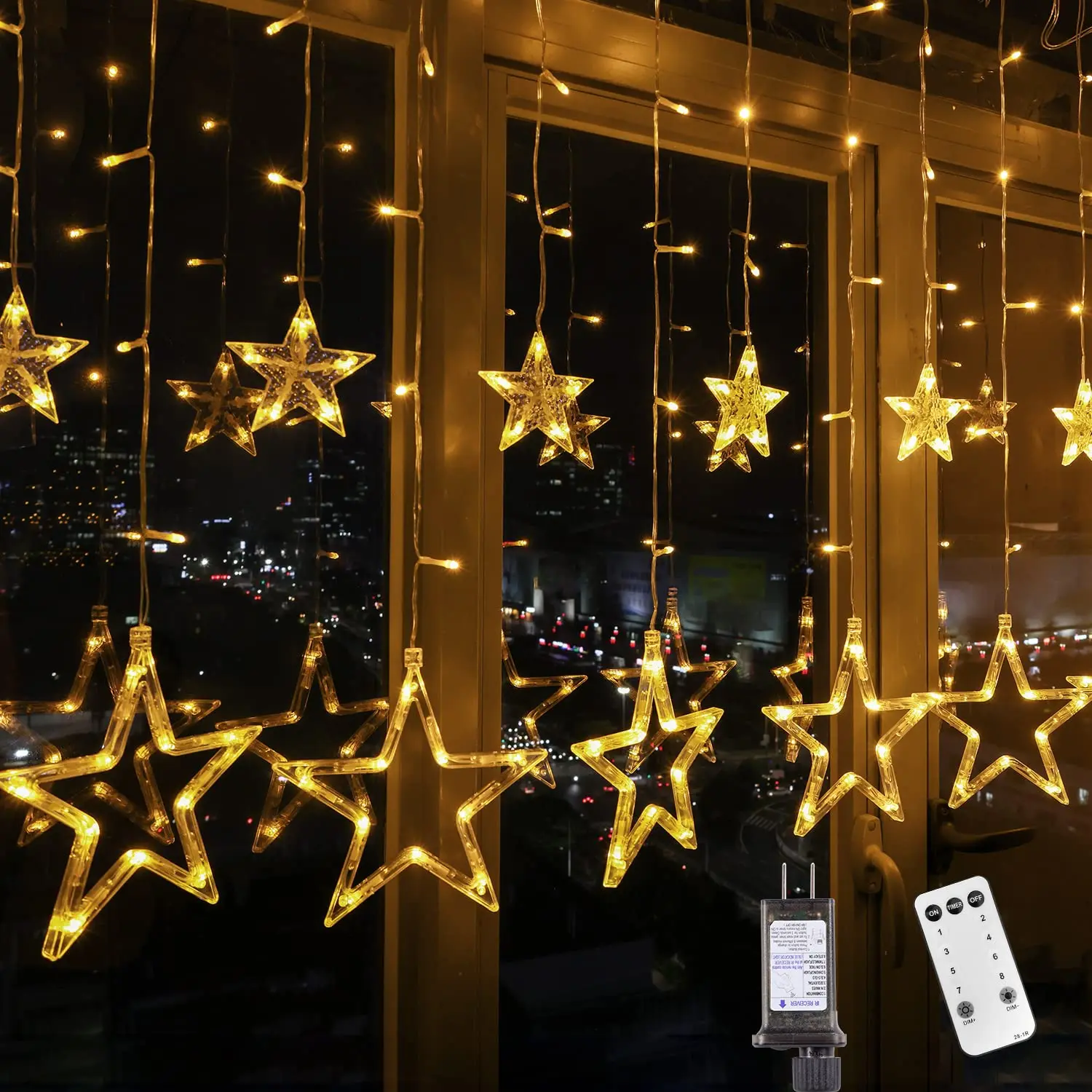 Factory made Wholesale Eid Ramadan Eid Decoration 138 LED Fairy Lights Christmas Fairy Led Moon Star Window Curtain Lights