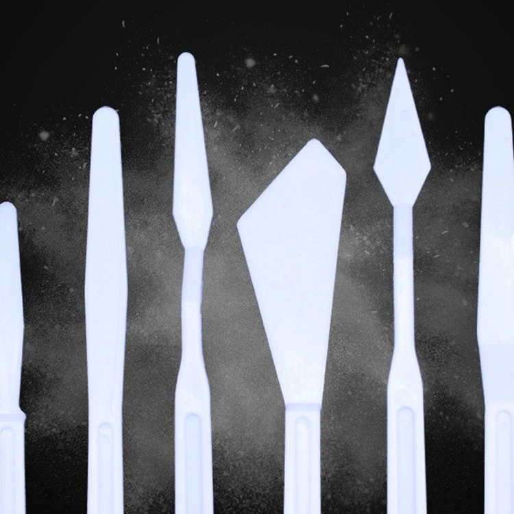 Wholesale Crafts Supplies Ceramic Tools 6pcs different size white plastic palette knife set with painting