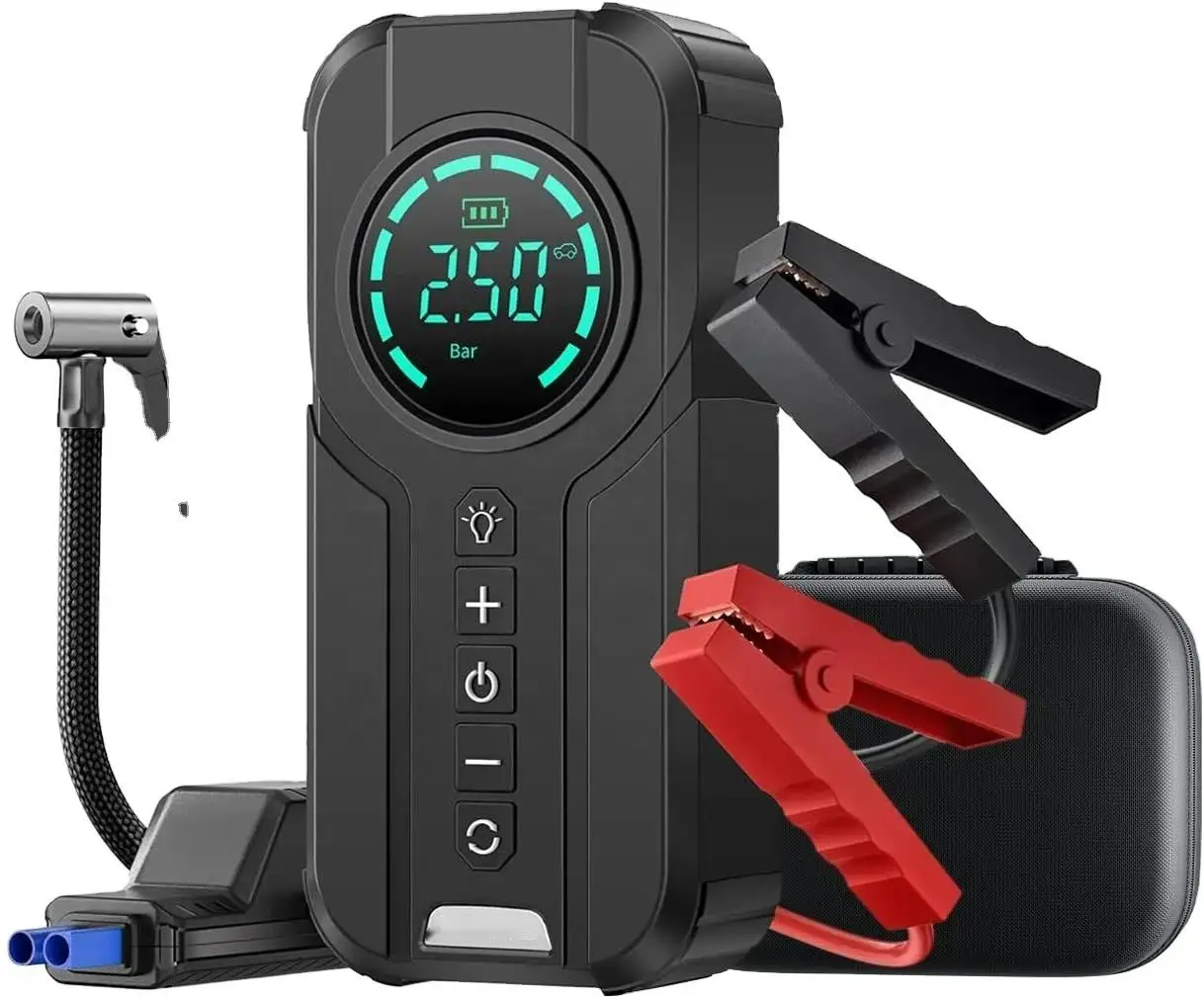 Car Tire Inflator Portable Air Pump Compressor Portable Tire Inflator Car Jump Starter Power Bank With EVA Bag