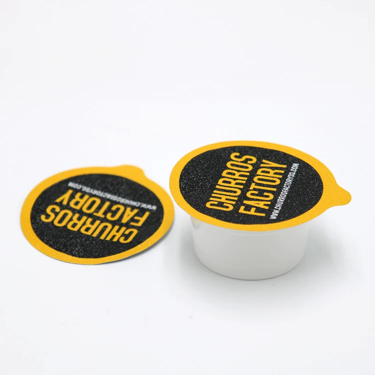 56-40g Disposable PP plastic mini container takeaway sauce cup with custom printed aluminum foil sealing lid