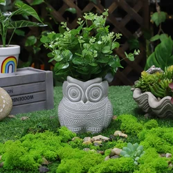 Redeco OEM Nordic Cement Flower Pot Concrete Indoor Cute Owl shaped Flower Pots & Planters For Garden Decor