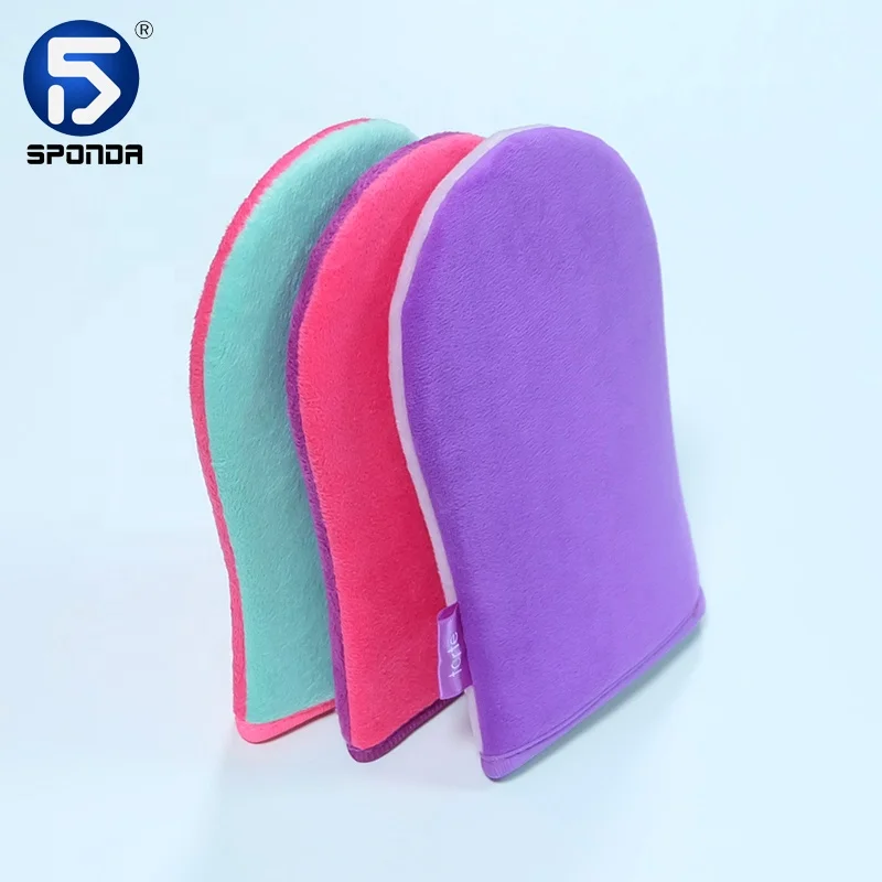 Double-Sided Mixed color Super Soft Tanning Mitt  Fake Tan Mitt with Inner Elastic Finger Loops