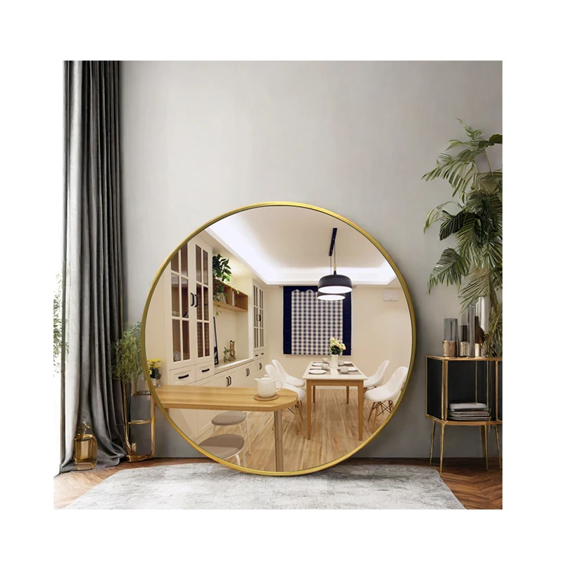 Modern white framed round large living room wall room home decor luxury full body length design unbreakable mirror miroir