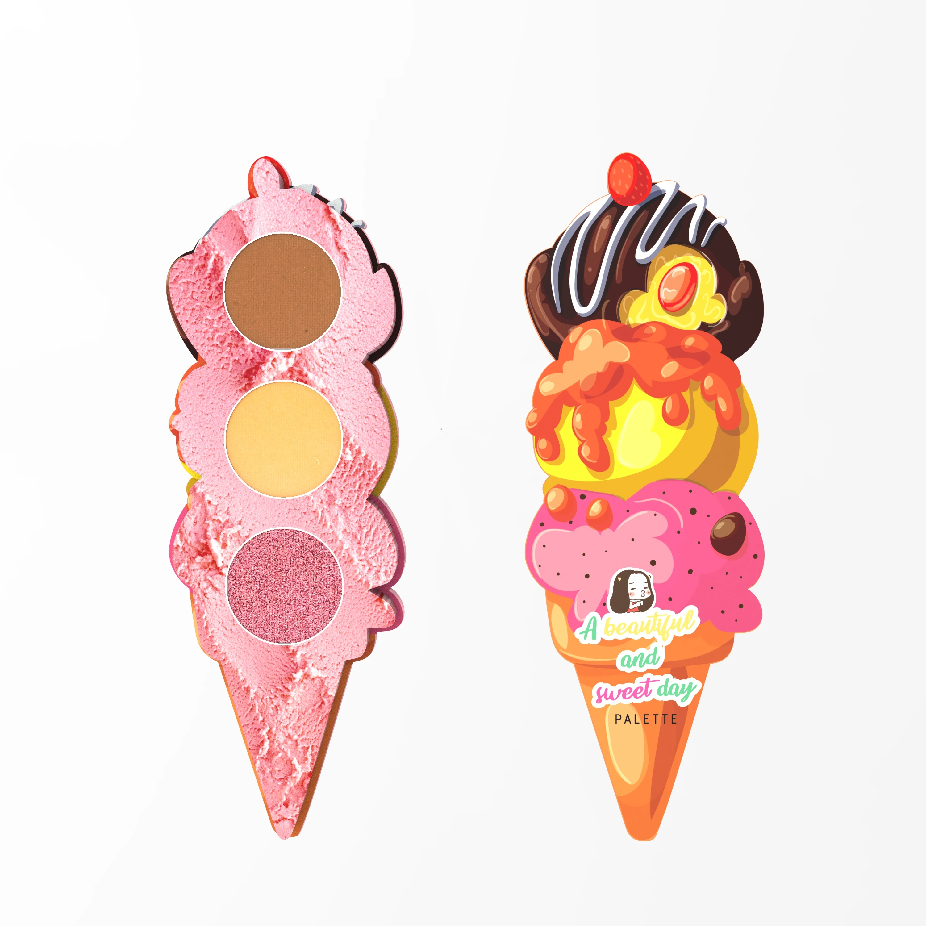 Ice cream sundae shape private label design cosmetic eyeshadow makeup palette for sweet