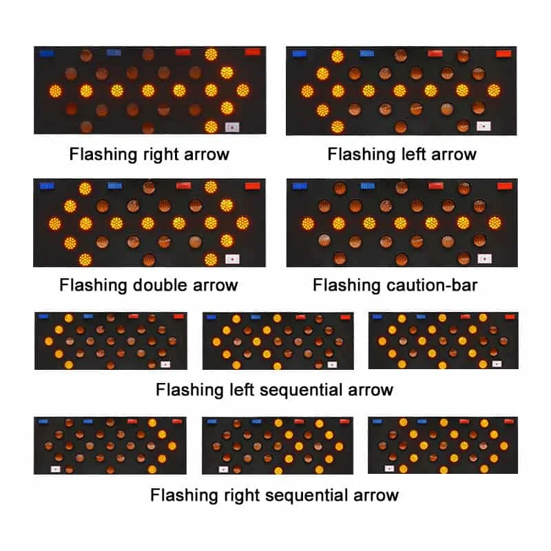 Solar Powered 25 lamps  led flashing arrow board for traffic construction control working area onsite maintain