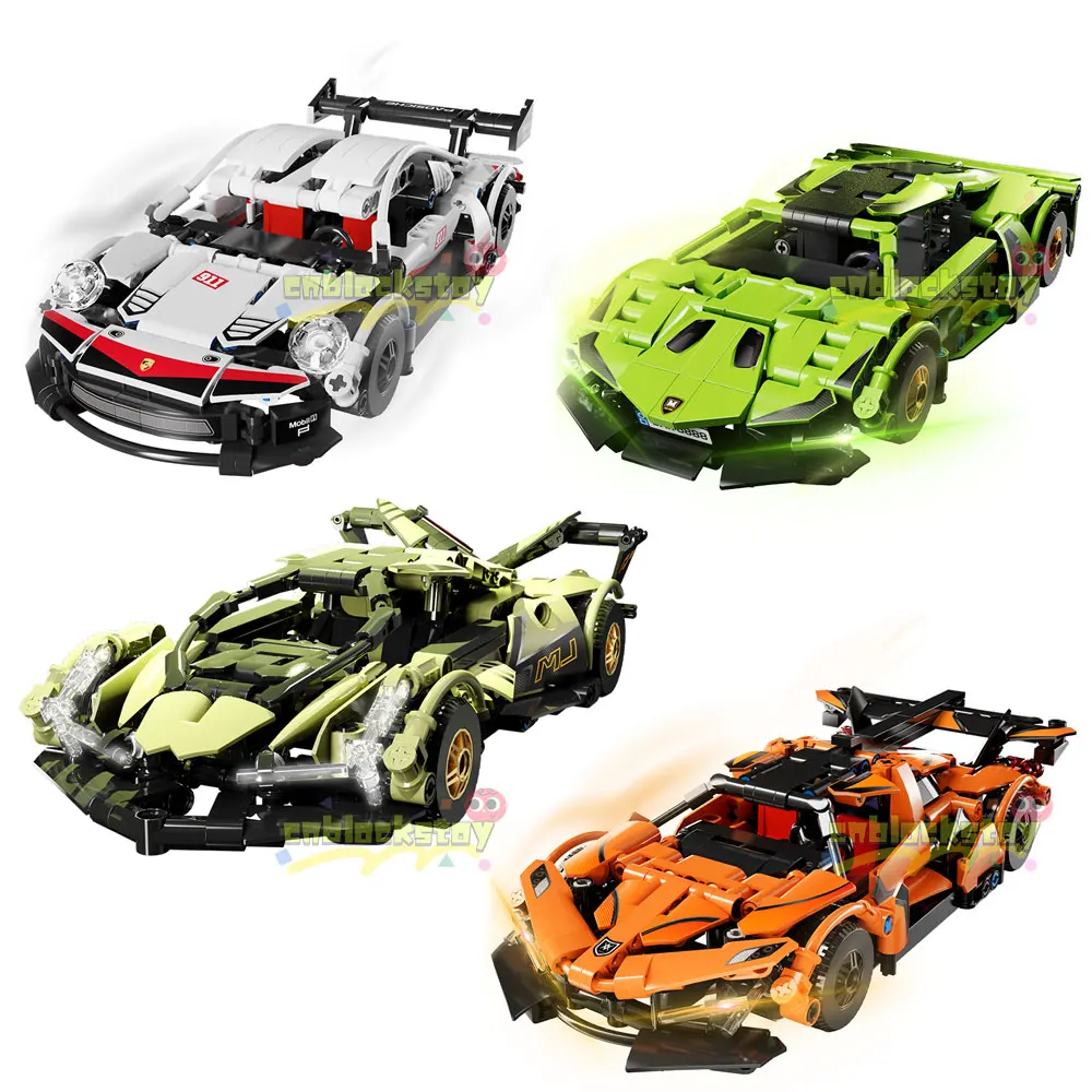 MJI 1:20 Cool Famous Sports Racing Car MOC Bricks Model Building Block Car Plastic Build Block Set Toy 8900 8901 8902 8903