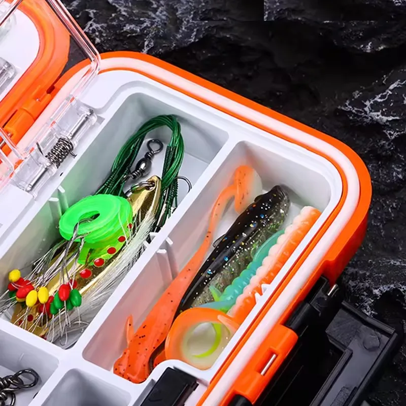 195pcs fishing bait fishing accessories kit tackle box fishing combo lure hook sinker bead unit
