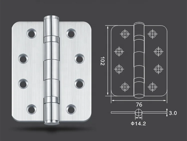 4 Inch Round Corner 2 Ball Bearings Stainless Steel Door Hinges