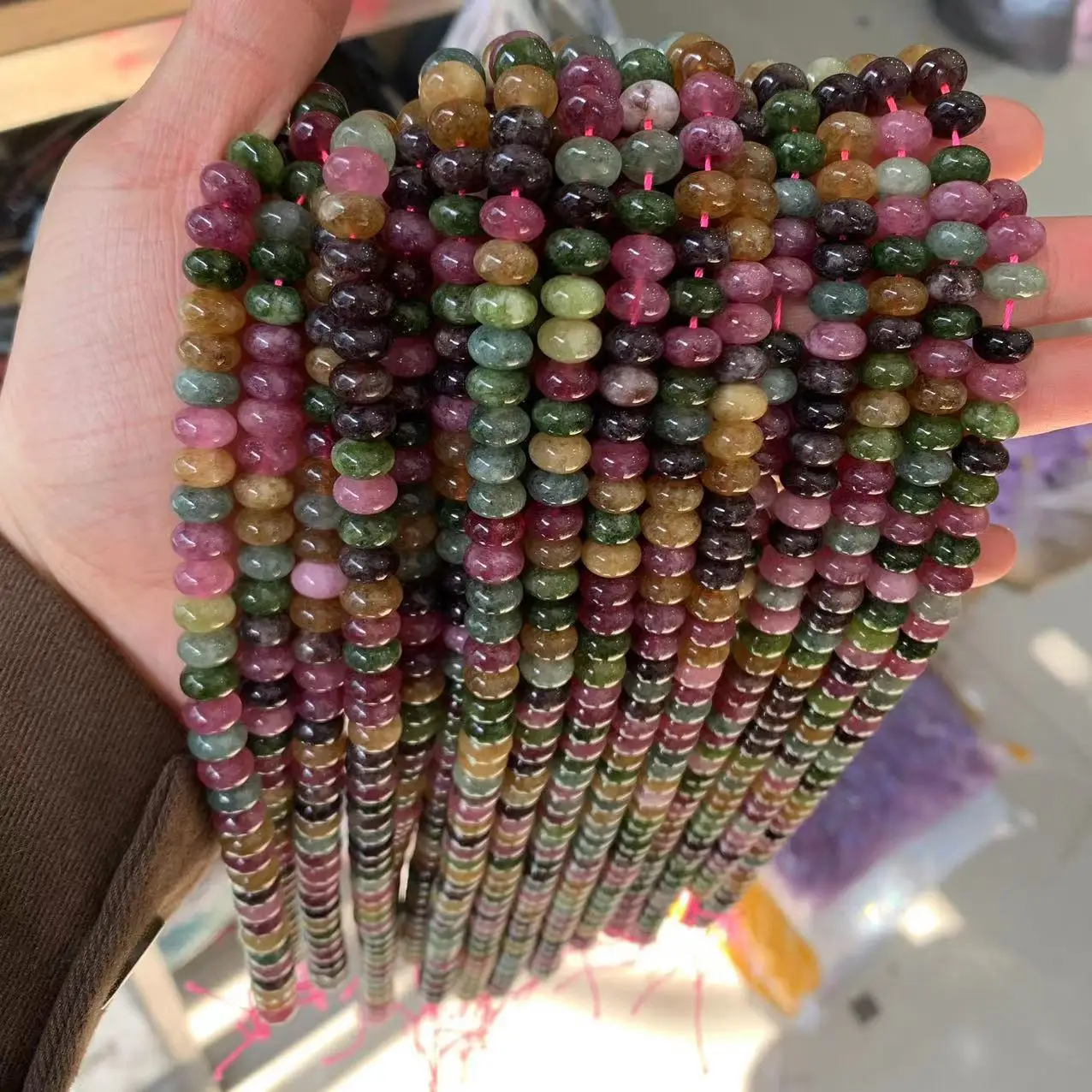 Natural Faceted stone Beads Round beads irregular Loose dyed tourmaline necklace Crystal Beads For Jewelry Making