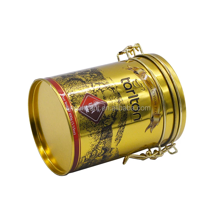 Factory Supply Gold Hinged Lid Copper Tea Tins For Storage