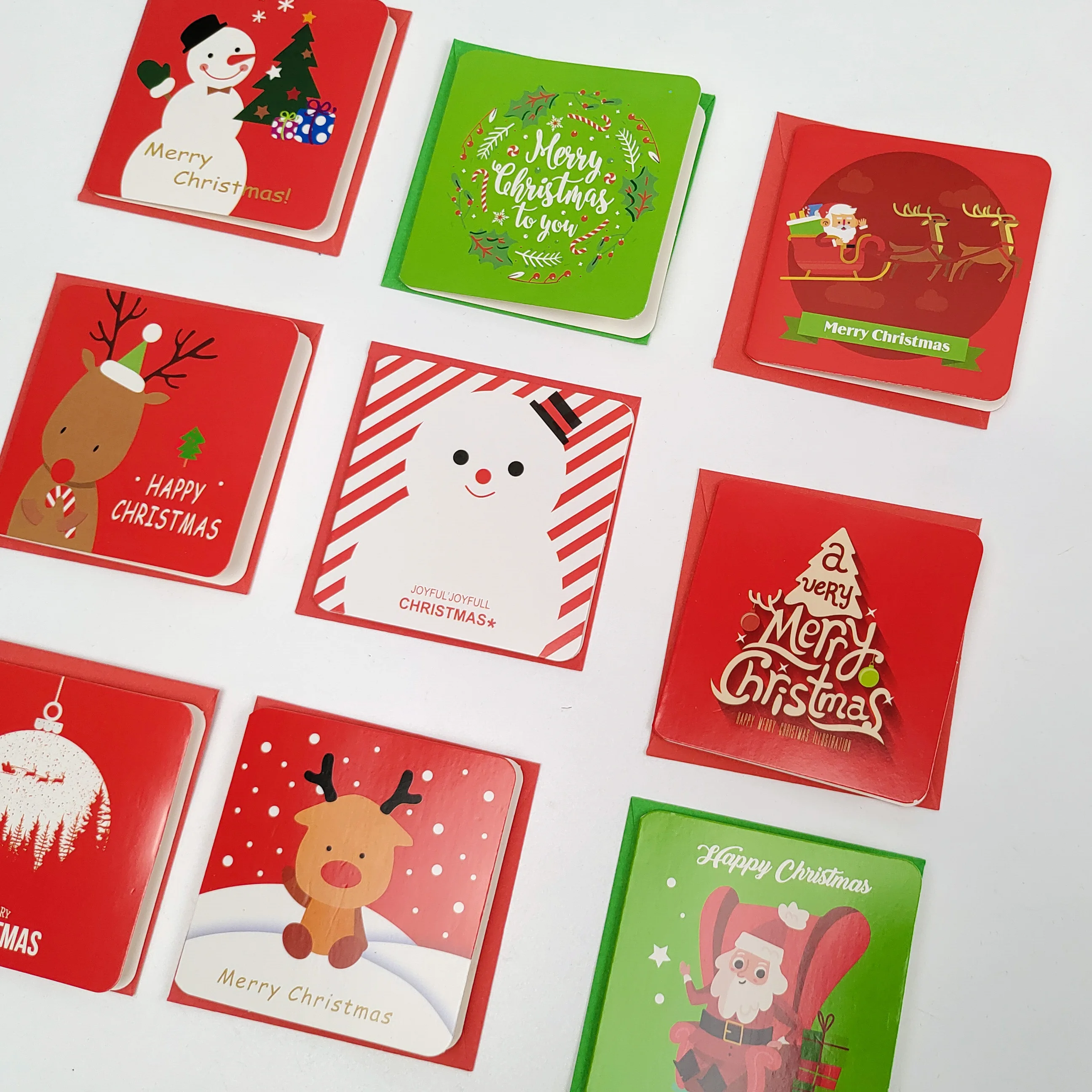 New Style Custom Merry Christmas Festive Cartoon Animal Snowman Mini Greeting Card With Envelope