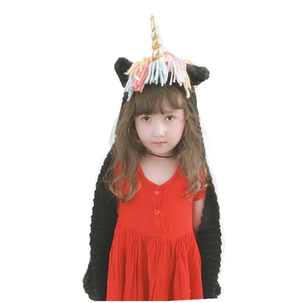 Cheap Factory Price Cotton Hat Crochet Baby Winter Hats Unicorn handmade knitted hat scarf