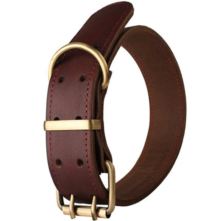 Wholesale Custom Luxury Plain Color Genuine Real Cow Leather Pet Dog Collar
