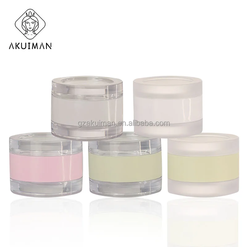 Customized pink 10g transparent scrub jar green frosted green 10g cosmetic skincare plastic jars with lids