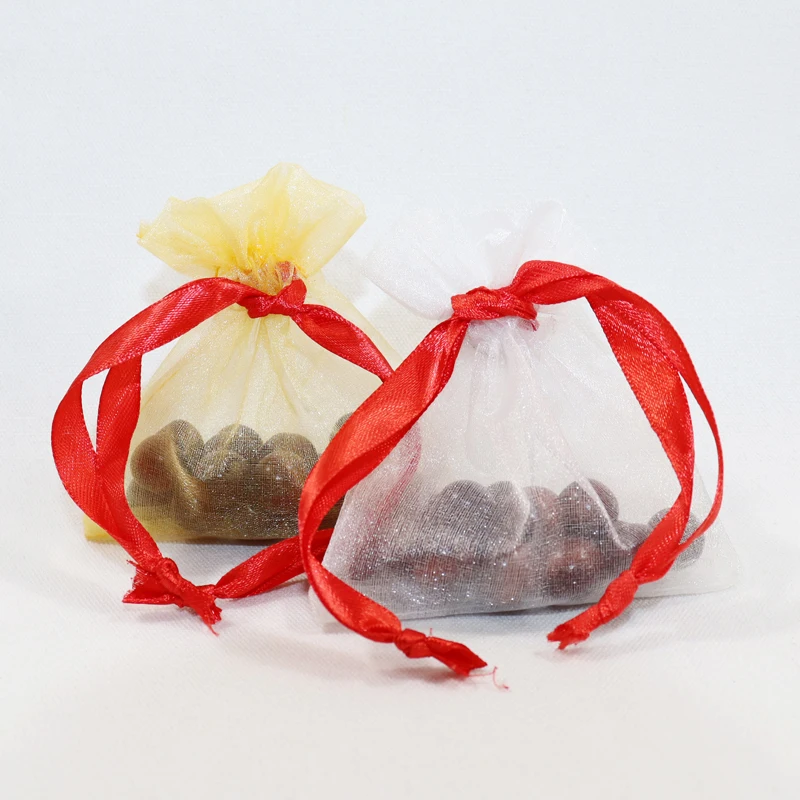 Organza  Packing Pouch With Gold Stamp Logo Organza  Pouch Black Sheer Organza