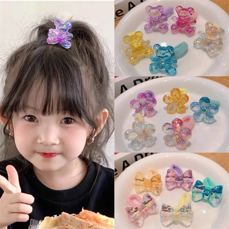 Wholesale korean style children hair accessories colorful berg crystal Hair rope for children