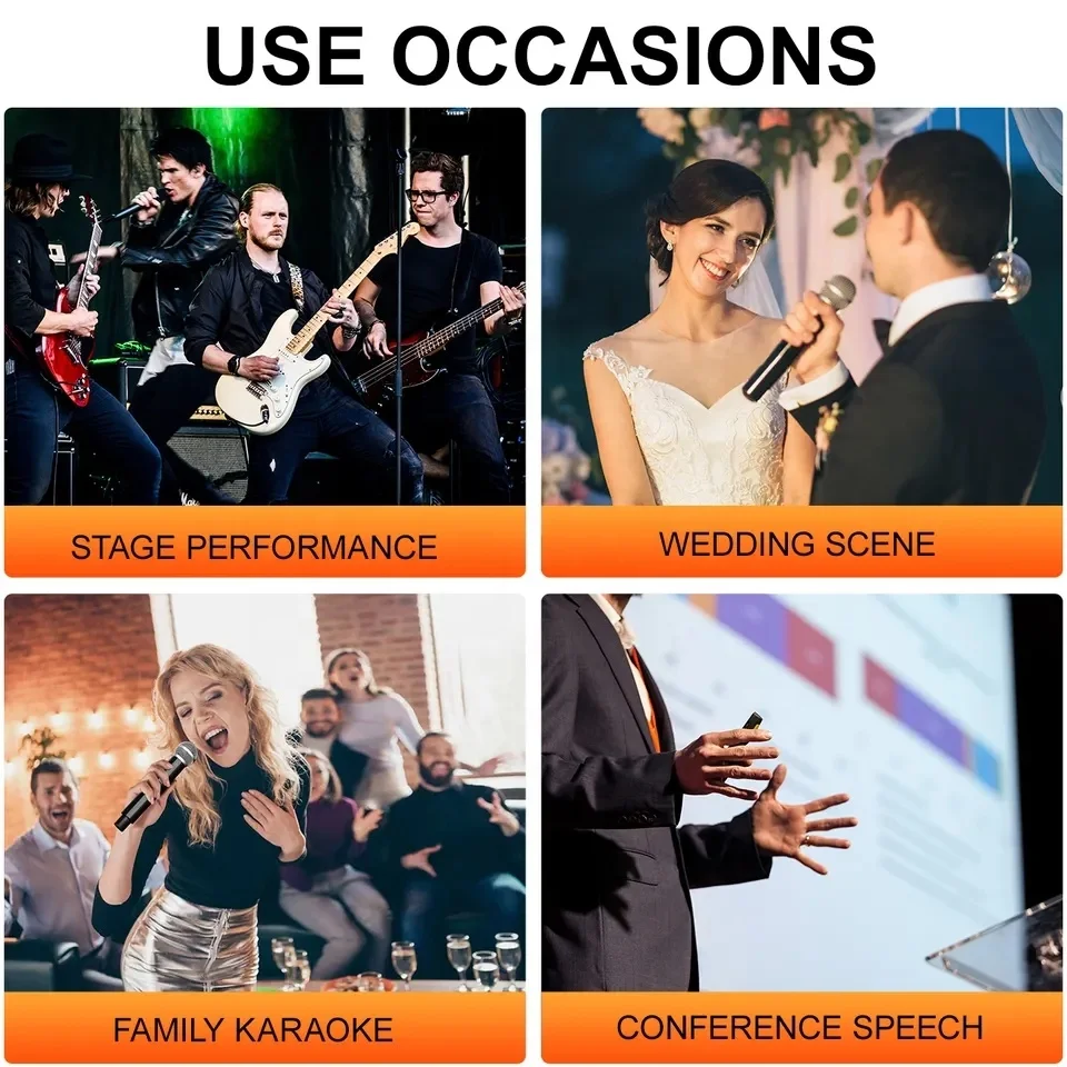 4 Mics Wireless Microphone System 4-channel Handheld Lavalier Headset Microphone System For Karaoke Church Performance Meeting