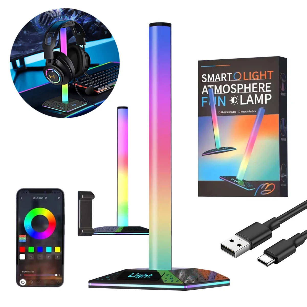 RGB Backlight Lamp RGB IC Color Changing Sync to Music with Smart APP Control Atmosphere Light