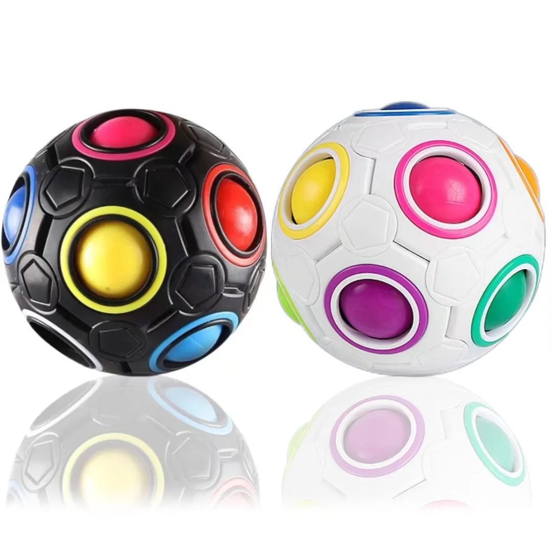 Wholesale Children Toys Magic Rainbow Football Stress Relief Toys Kids Hand Grab Ball 12 Holes Fingertip Magic CubeToy Ball