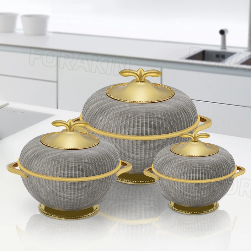 Custom Logo  Food Warmer Apple Design Food Warmer Sets of 3 Arabic Style of 1-2-3 L Food Warmer Container