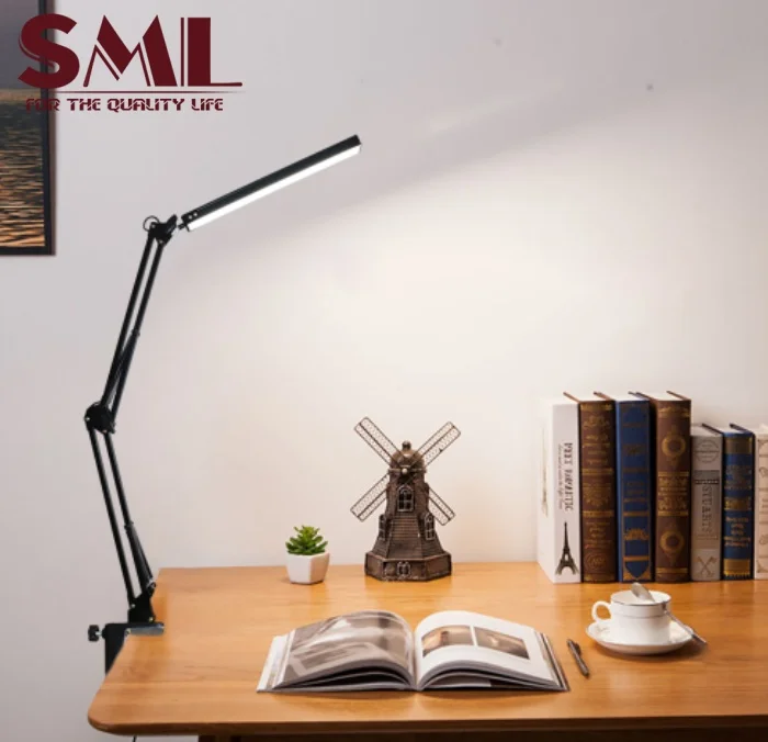 SML Three Grade Dimming Desk Light Office Study  LED Lamp with Timing Function Swing Arm Table Lamps