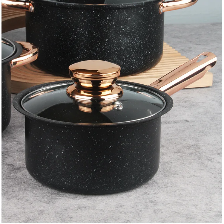 Customized 8 Pcs Aluminum Non Stick Cookware Wok Medical Stone Gift Set Cookware Pans and Pots Set Kitchen
