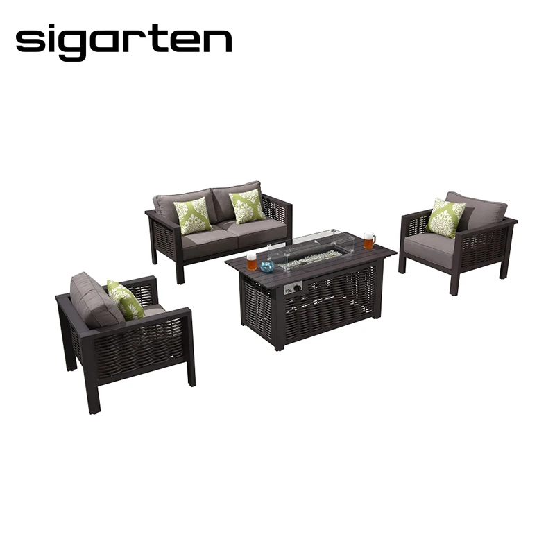 Sigarten One Stop Professional Collocation Fire Pit and Sofa Are Borne to be Matched PE Rattan Sofa Foshan Outdoor Furniture