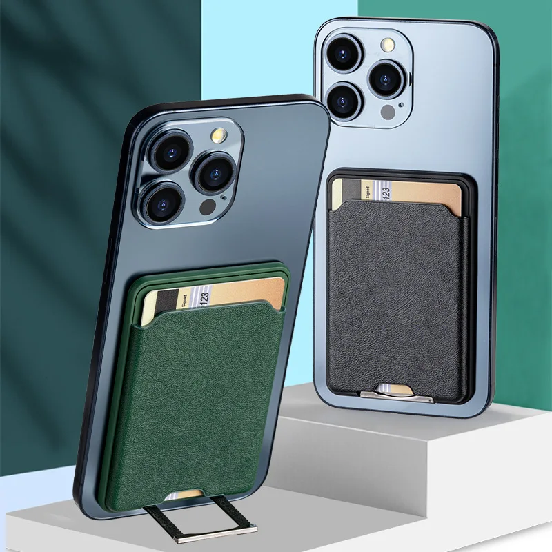 Magnetic Leather Wallet Card Holder Macsafe Phone Stand for Magsafe IPhone 15 14 13 Pro Max Mac Safe Support Telephone Bracket