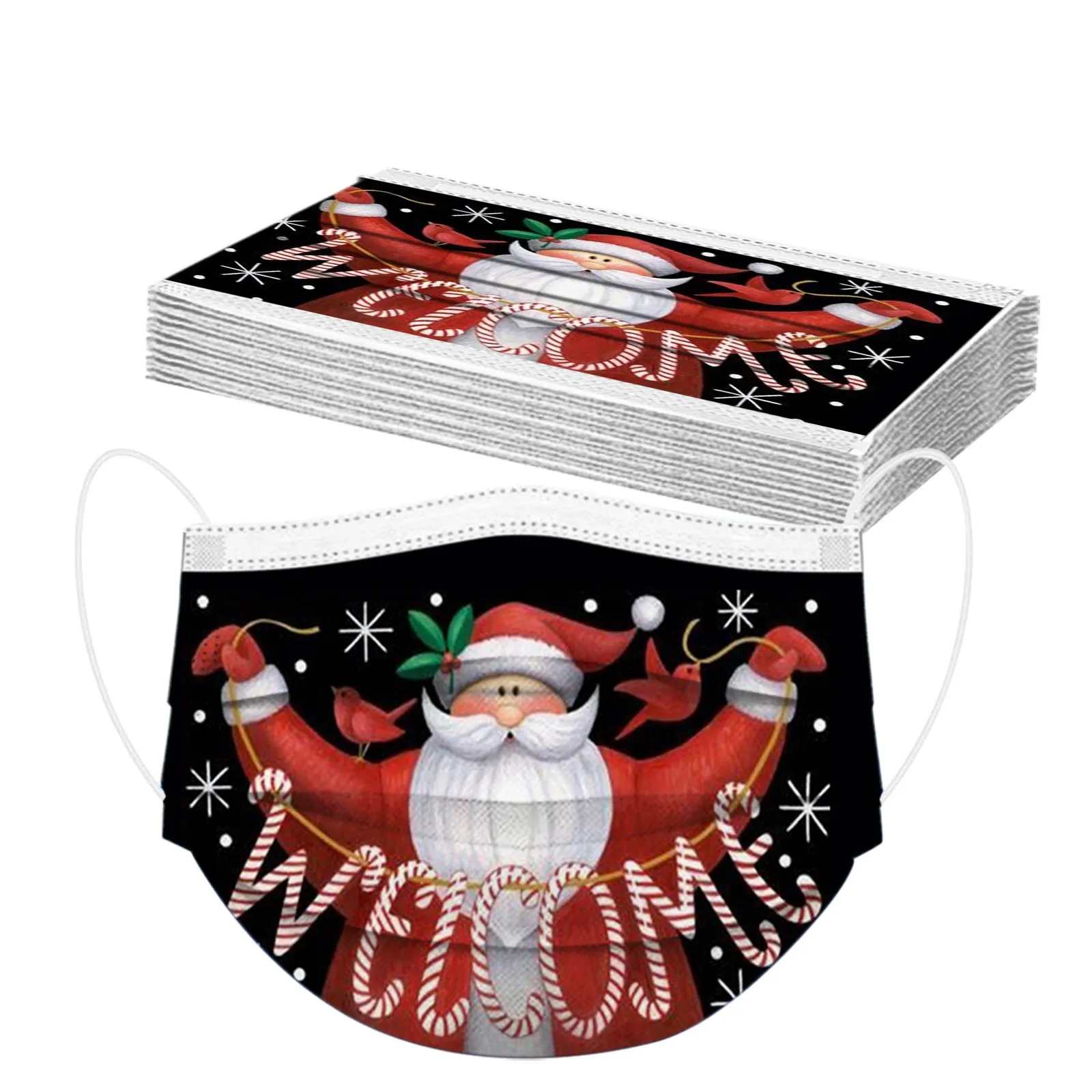 Disposable masks medical surgical 3-layer christmas facemask with melt blown can be customized in stock EN14683 oem face mask