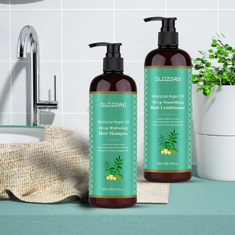 Private Label Hair Care Set Argan Oil Organic Biotin Repairing Moisturizing Collagen Hair Shampoo And Conditioner For Frizz Hair