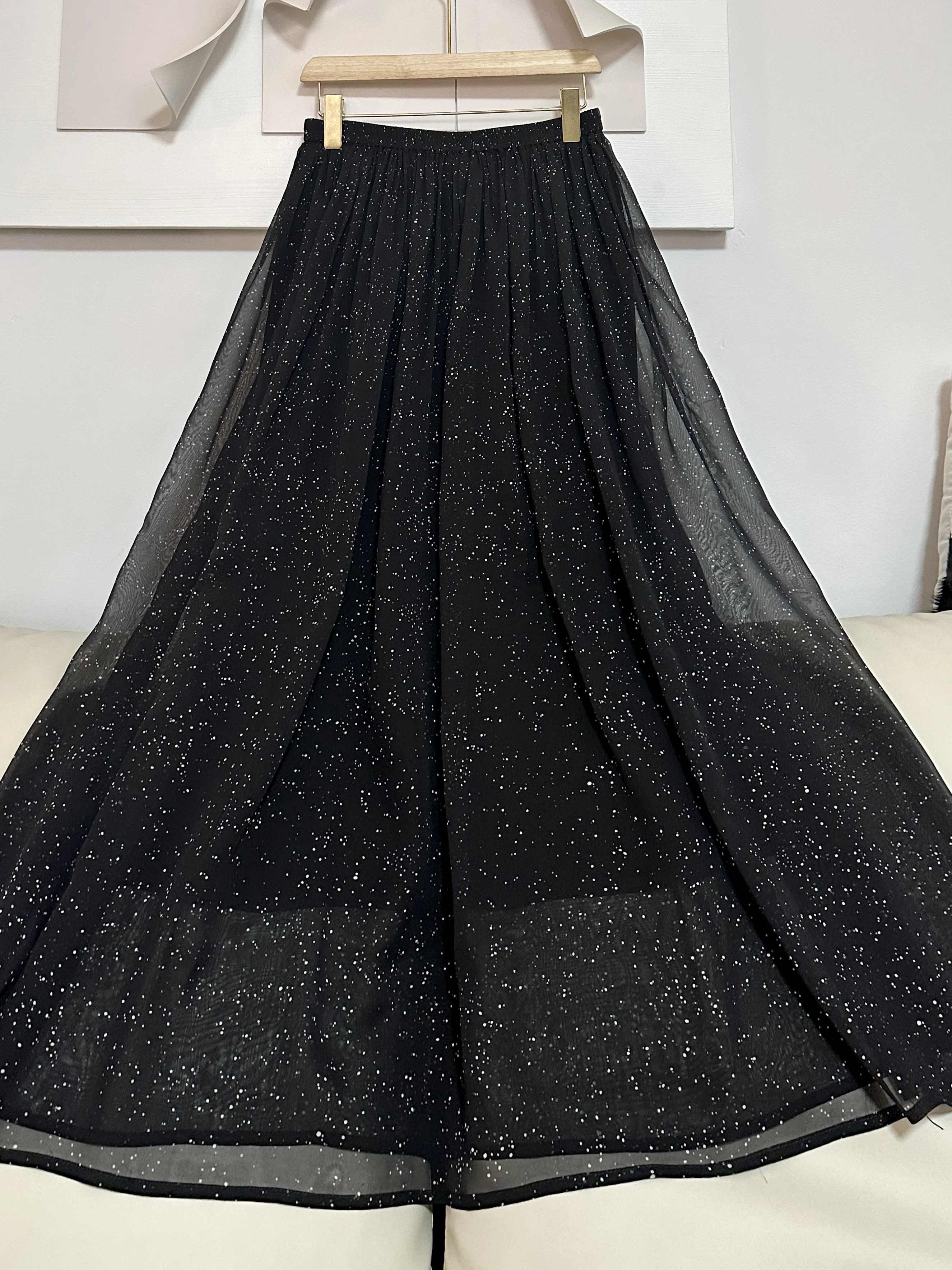 customized  Chinese wind  pure 100 silk elegant half skirt double quality print all stylish ladies long dress