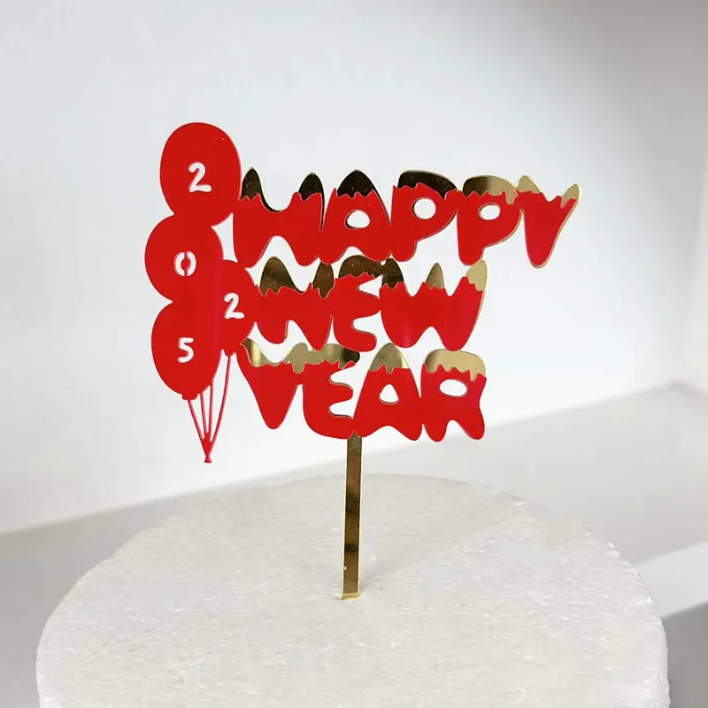 2025 New Arrival Happy New Year Cake Topper Birthday Christmas Graduation Halloween Easter Party Decorative Supplies