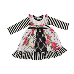 Hot sale baby girl boutique floral ruffle clothes set fall winter toddler girls outfits