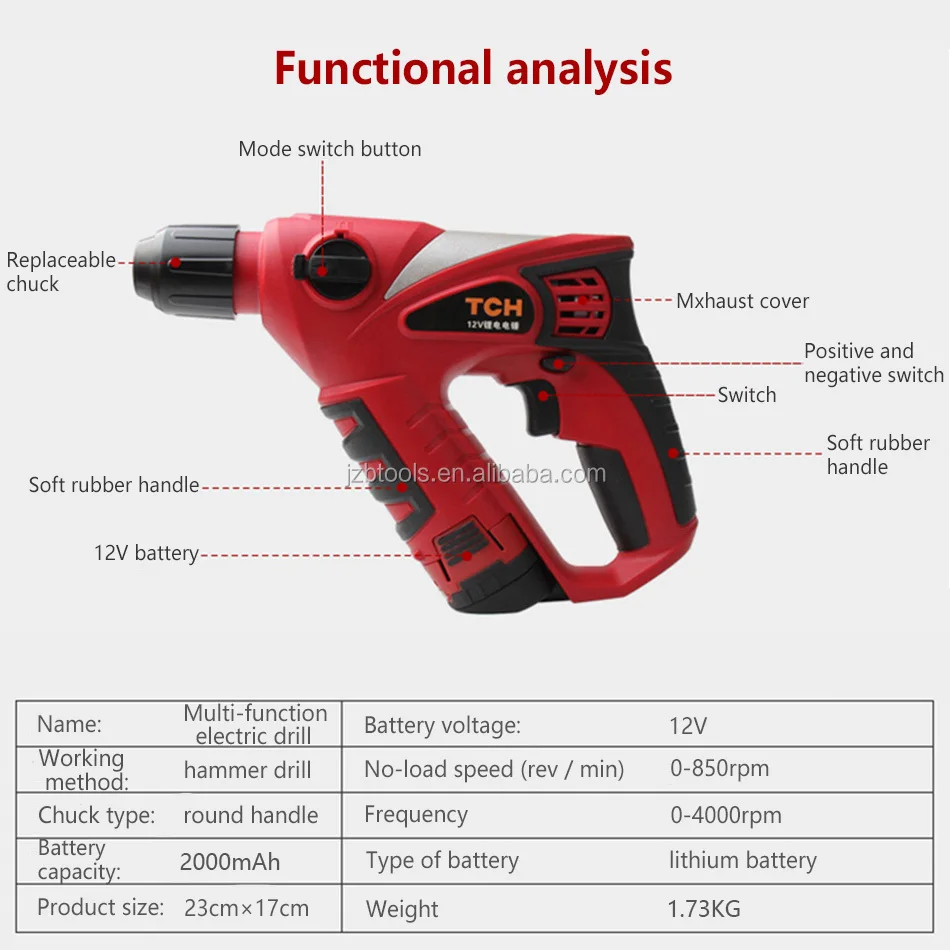 NEWONE 12V lithium battery electric hammer impact electric drill dual purpose screwdriver high torque screwdriver home wireless