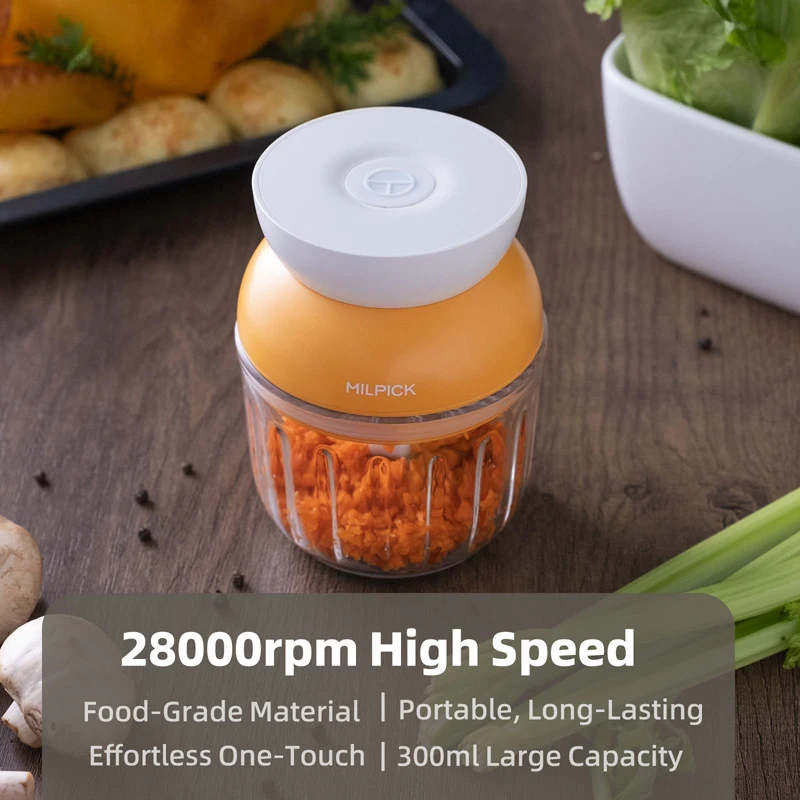 Powerful multifunctional custom portable vegetable veggies food grade rotating glass shell bowl mini garlic electronic chopper